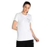 PUMA Damen ESS+ Metallic Logo Tee T-Shirt, weiß, M