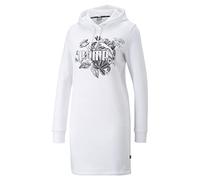 PUMA Damen Essentials + Frozen Flower Graphic Kapuzenkleid, Puma, Weiß, X-Klein