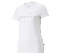 PUMA Damen Essentials+ Metallic Logo T-Shirt, Weiß, XS EU