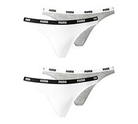 PUMA Damen Iconic Bikini Slip 4er Pack (L, White/Grey Melange (092))