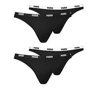 PUMA Damen Iconic Bikini Slips 603031001 4er Pack, Farbe:Schwarz, Wäschegröße:L, Artikel:-200 Black