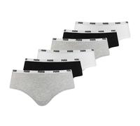 Puma Hipster 6er-Pack – Soft Cotton Stretch – Grau/Weiß/Schwarz XL