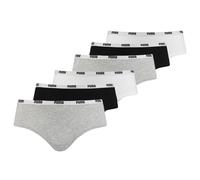 PUMA Damen Iconic Hipster, 6er Pack - Soft Cotton Stretch, ECOM Grau/Weiß/Schwarz / XS XS Mehrfarbig