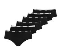 PUMA Hipster 6er Pack Iconic - Soft Cotton Stretch - 95% Baumwolle/5% Elasthan - Damen Schwarz L