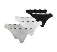 PUMA Damen Iconic String, 6er Pack - Soft Cotton Stretch Grau/Weiß/Schwarz M