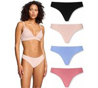 PUMA Damen Invisible Cotton Strings 4er Pack Basic Unterwäsche Cotton Mix | Nahtarme Verarbeitung, anschmiegsamer Schnitt, glatte Silhouette, flexibler Abschluss, ideal für Jeans, Kleider und Leggings