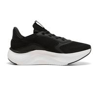 Sneaker PUMA "SOFTRIDE Mayve 2 Sneakers Damen", Damen, Gr. 40.5, schwarz, weiß silber metallic, Obermaterial: Textil, Synthetik. Futter: Textil. Innensohle: Textil. Laufsohle: Synthetik, Gummi, Schuhe