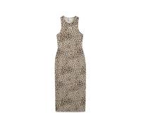 Sweatkleid PUMA "LEO LUXE Slim Kleid mit Allover-Print Damen", Damen, Gr. XL, Normalgrößen, alpine snow ice coffee weiß, Obermaterial: 5% Elasthan, 95% Baumwolle, slim fit, Kleider (52157145-XL) alpin