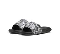 Sandale PUMA "Popcat 20 Snake Chic Slides Damen", Gr. 42, schwarz (schwarz silber metallic), Obermaterial: Synthetik; Futter: Textil; Innensohle: Synthetik; Laufsohle: Synthetik, Schuhe (26206925-42)