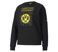 PUMA Damen Pullover BVB ftblCore Graphic Crew Sweat W, Puma Black-Cyber Yellow, XS, 758093