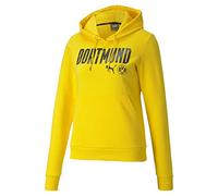 PUMA Damen Pullover BVB ftblCore Wording Hoody W, Cyber Yellow-Puma Black, XS, 758098