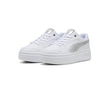 Sneaker PUMA "Rebound Femme Low Metallic Sneakers Damen", Damen, Gr. 40.5, weiß silber feather gray metallic, Obermaterial: Synthetik, Textil; Futter: Textil; Innensohle: Keine Angabe; Laufsohle: Gumm