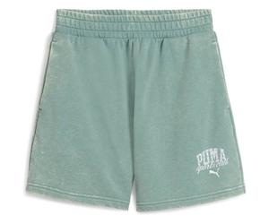 PUMA Damen Shorts CLASS Washed Shorts 5 TR (685035) XS Green Moon