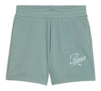PUMA Damen ESS Script High-Waist Shorts 5" Gestrickte Shorts, Green Moon, XS