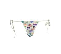 PUMA Damen Side Tie Tanga String Bikini Bottoms, White Combo, L EU