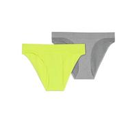 Slip PUMA "PUMA WOMEN 3D KNIT SPORT BRIEFS 2P", Damen, Gr. S, grau melange, lime, Obermaterial: 59% Polyamid, 29% Polyester, 12% Elasthan, körpernah, Unterhosen Slip, nahtlose Ränder für eine unsichtb