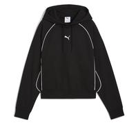 Kapuzensweatshirt PUMA "SPORT COMFORT SHORT HOODIE FL", Damen, Gr. M, schwarz (puma schwarz), Fleece, Obermaterial: 68% Baumwolle, 32% Polyester, unifarben, sportlich, comfort fit kurz, Langarm, Sweat