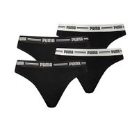 PUMA Damen String - Iconic, Soft Cotton Modal Stretch, 4er Pack Schwarz M