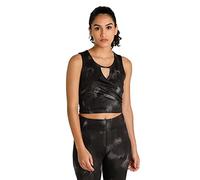 Puma Damen Top Studio Crop Top All Ove Print 522236-01 L Puma Black-Paint Stroke
