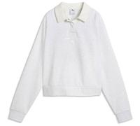 Sweatshirt PUMA "PUMA Class Relaxed Fleece-Langarm-Polo Damen", Damen, Gr. XS, weiß glow heather, Obermaterial: 32% Polyester, 68% Baumwolle. Ärmelbund: 97% Baumwolle, 3% Elasthan. Kragen: 32% Polyest