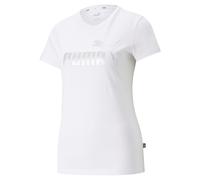 PUMA Damen T-Shirt - ESS+ Metallic Logo Tee, Rundhals, Kurzarm, uni Weiß XS