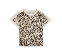 PUMA Damen T7 Leo Luxe Slim T-Shirt L, Alpine Snow Ice Coffee White