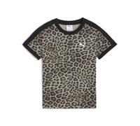 PUMA Damen T7 Leo Luxe Slim Tee, Schwarzer Allover-Print Ah25, Groß