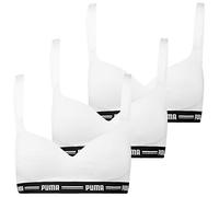 PUMA Damen Top Padded Hang Bra 3er Pack XS S M L XL Schwarz Weiß Grau 57% Baumwolle, White, L