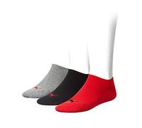 Puma Damen und Herren Sneaker Socken in Schwarz, Rot und Grau aus Soft Cotton. black/red/grey Gr. 35/38