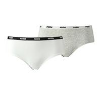 PUMA Damen Unterwäsche Iconic Hipster 2P, mehrfarbig (white/Grey melange), XL