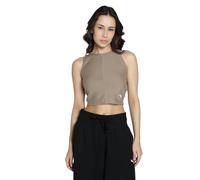 PUMA Damen Wardrobe ESS Geripptes Crop-Top L, Totally Taupe Brown