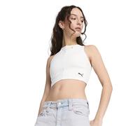 PUMA Damen Wardrobe ESS Geripptes Crop-Top L, White