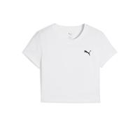 T-Shirt PUMA "WARDROBE ESS Kurzes figurbetontes T-Shirt Damen", Damen, Gr. S, weiß, Obermaterial: 5% Elasthan, 95% Baumwolle. Rippe: 20% Polyester, 80% Baumwolle, clean, slim fit, Shirts T-Shirt (3457