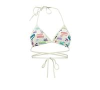 PUMA Damen Wrap Triangle Bikini Top, White Combo, XL EU
