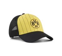 Trucker Cap PUMA "Borussia Dortmund KING Trucker Cap Erwachsene", Damen, Gr. onesize, gelb (schwarz faster gelb), Futter Vorderteil: 100% Polyester. Hinterer Einsatz: 100% Polyester, mehrfarbig, Caps