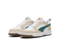 Sneaker PUMA "Rebound V6 Low Sneakers Erwachsene", Damen, Gr. 41, toasted almond emerald ice weiß beige grün, Obermaterial: Textil, Synthetik. Futter: Textil. Innensohle: Textil. Laufsohle: Gummi, Sch