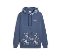 Kapuzensweatshirt PUMA "ESS CAMO HOODIE FL", Herren, Gr. S, blau (schwarz indigo), Fleece, Obermaterial: 66% Baumwolle, 34% Polyester, tarnfarben, sportlich, regular fit normal, Langarm, Sweatshirts (
