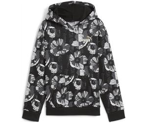 Puma Ess+ Class ACT AOP FL Mädchen Kapuzensweater, schwarz 140