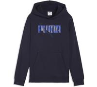 Kapuzensweatshirt PUMA "ESS LOGO LAB STORY 2 HOODIE TR B", Jungen, Gr. 140, new navy, Sweatware, Obermaterial: 68% Baumwolle, 32% Polyester, bedruckt, regular fit normal, angesetztes Bündchen, Sweatsh