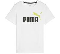 PUMA Ess+ Metallic 2 Col Logo T-Shirt Jungen 32 - PUMA white/lime sheen 152