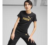 PUMA Unisex T-Shirt ESS Metallic No. 1 Logo schwarz/metallic gold – 1er Pack XL