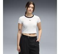 PUMA Essentials Baby Geripptes T-Shirt Damen, Kleidung, Weiß, XS