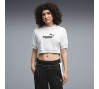 Sweatshirt PUMA "Essentials Elevated No. 1 Logo Relaxed Sweatshirt Damen", Damen, Gr. L, weiß (weiß glow heather), Obermaterial: 100% Baumwolle. Rippe: 4% Elasthan, 96% Baumwolle, relaxed fit, Rundhal