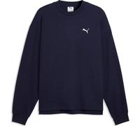 Sweatshirt PUMA "Essentials Elevated Relaxed Material Crew Sweatshirt Herren", Herren, Gr. M, navy blau, Obermaterial: 66% Baumwolle, 2% Elasthan, 32% Polyester. Rippe: 3% Elasthan, 97% Baumwolle. Bes