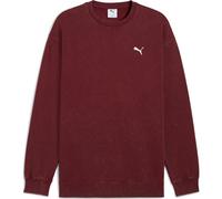Langarmshirt PUMA "ESS ELEVATED RELAXED WASH CREW FL", Herren, Gr. L, rot (ruby shimmer), Fleece, Obermaterial: 66% Baumwolle, 34% Polyester, bedruckt, relaxed fit normal, Rundhals, Shirts (92660504-L