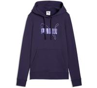 Kapuzensweatshirt PUMA "ESS LOGO LAB METALLIC HOODIE TR", Damen, Gr. S, deep plum, Sweatware, Obermaterial: 68% Baumwolle, 32% Polyester, bedruckt, regular fit normal, angesetztes Bündchen, Sweatshirt