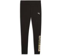 Leggings PUMA "ESS LOGO LAB METALLIC LEGGINGS", Damen, Gr. L, N-Gr, puma schwarz, Jersey, Obermaterial: 95% Baumwolle, 5% Elasthan, bedruckt, schmal normal, Hosen Leggings, aus Baumwollmischung, sport