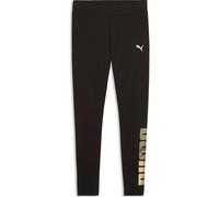Leggings PUMA "ESS LOGO LAB METALLIC LEGGINGS", Damen, Gr. L, N-Gr, puma schwarz, Jersey, Obermaterial: 95% Baumwolle, 5% Elasthan, bedruckt, schmal normal, Hosen Leggings, aus Baumwollmischung, sport