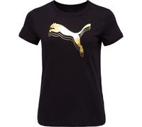 PUMA Unisex ESS METALLIC Tee T-Shirts, PUMA Black-Metallic Gold,