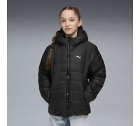 Winterjacke PUMA "ESS HOODED PADDED JACKET", Mädchen, Gr. 128, schwarz (puma schwarz), Taft, Obermaterial: 100% Polyester, unifarben, regular fit normal, Rundhals, Jacken Winterjacke, mit Kapuze, wass